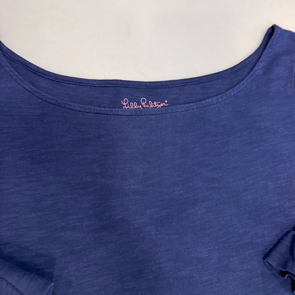 LILLY PULITZER Somerset Dress Size Small Navy Blue Ruffled Sleeves Women’s - Picture 9 of 9